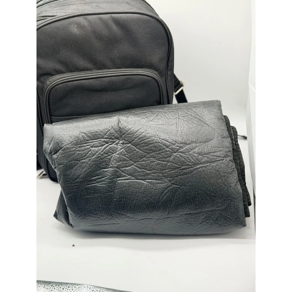 Plush Picnic Backpack Set for 2 Black Plates Wine Glasses Blanket Utensils